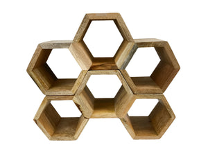 2pc Wood Honey Comb Wine Bottle Holder'