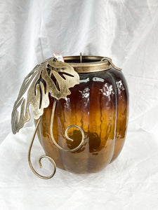 Glass Pumpkin Candle Holder